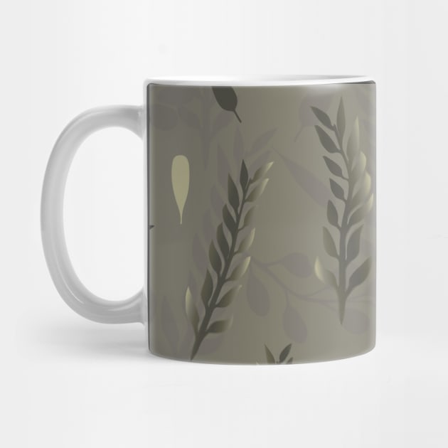 Olive Green Branches & Falling Leaves Wallpaper by AmarenaDolce